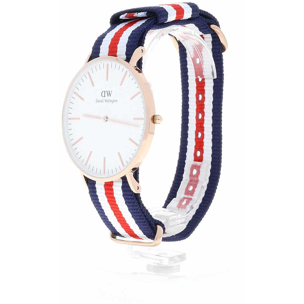 Daniel Wellington Canterbury 40mm White Dial Tricolour Nato Strap Men's Gold Watch - DW00100002
