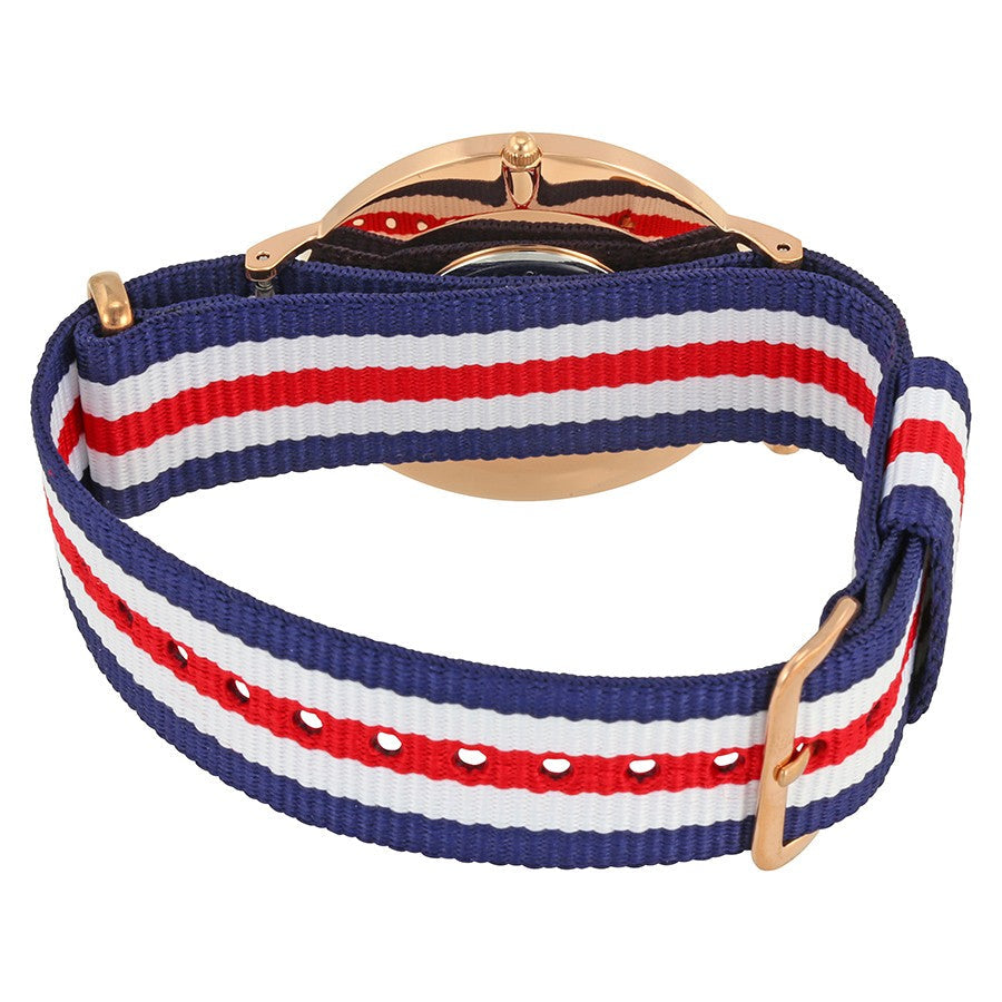 Daniel Wellington Canterbury 40mm White Dial Tricolour Nato Strap Men's Gold Watch - DW00100002