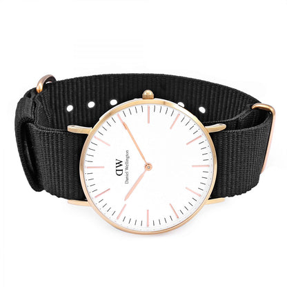 Daniel Wellington Classic Cornwall 36mm White Dial Black Gold Watch - DW00100259