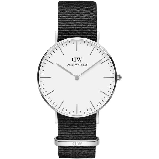 Daniel Wellington Classic Cornwall 36mm White Dial Black Nylon Strap Silver Watch - DW00100260