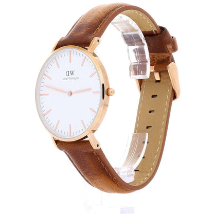 Daniel Wellington Durham 36mm Brown Genuine Leather Gold Watch - DW00100111