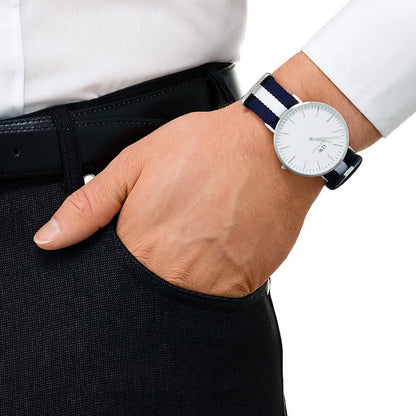 Daniel Wellington Glasgow 40mm White Dial Men's Silver Watch - DW00100018