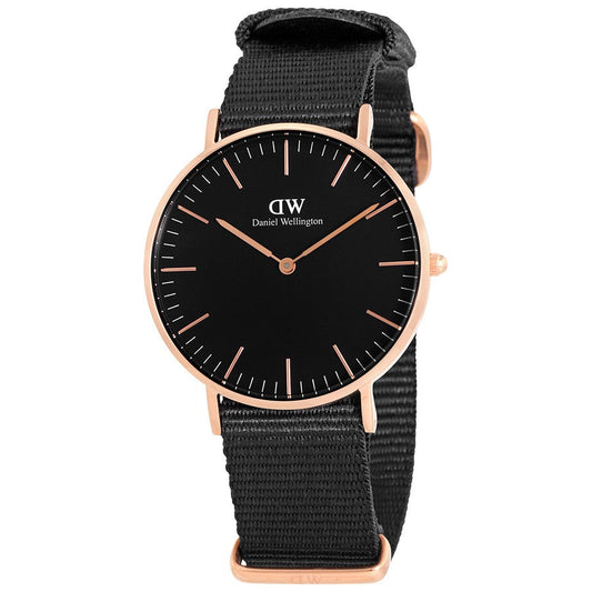 Daniel Wellington Cornwall 36mm Black Dial Black Nato Strap Gold Watch - DW00100150