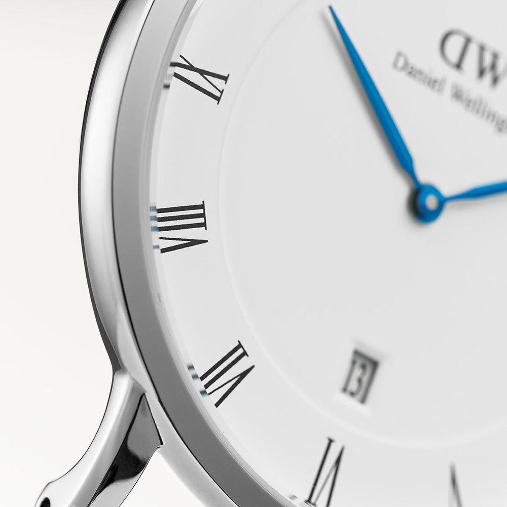 Daniel Wellington Dapper York 38mm White Dial Black Genuine Leather Silver Date Watch - DW00100089