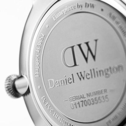 Daniel Wellington Dapper York 38mm White Dial Black Genuine Leather Silver Date Watch - DW00100089