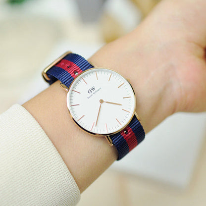 Daniel Wellington Oxford 36mm White Dial Nato Strap Gold Watch - DW00100029