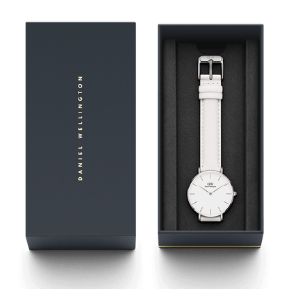 Daniel Wellington Petite Bondi 32mm White Dial Genuine Leather Women's Silver Watch - DW00100190