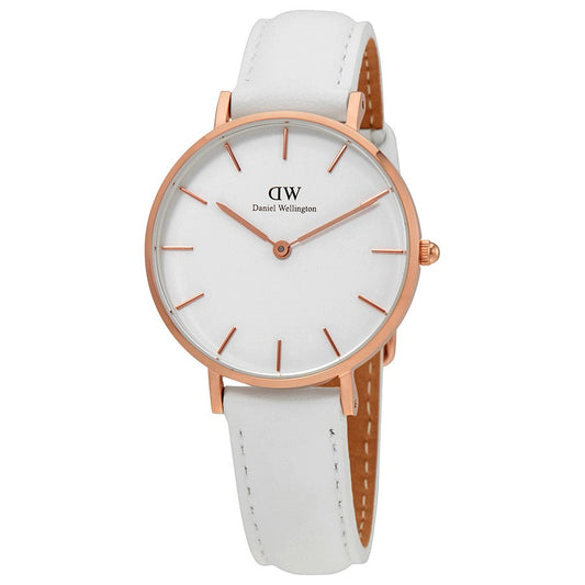 Daniel Wellington Petite Bondi 32mm White Dial Genuine Leather Women's Gold Watch - DW00100189