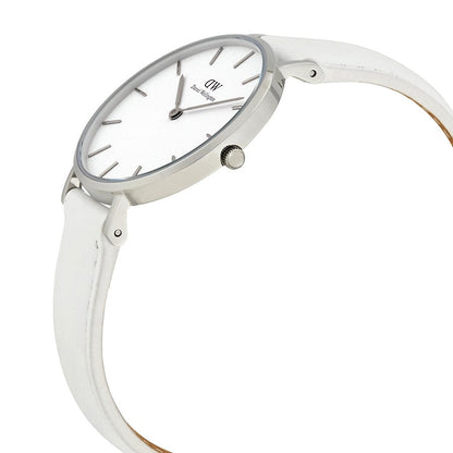 Daniel Wellington Petite Bondi 32mm White Dial Genuine Leather Women's Silver Watch - DW00100190
