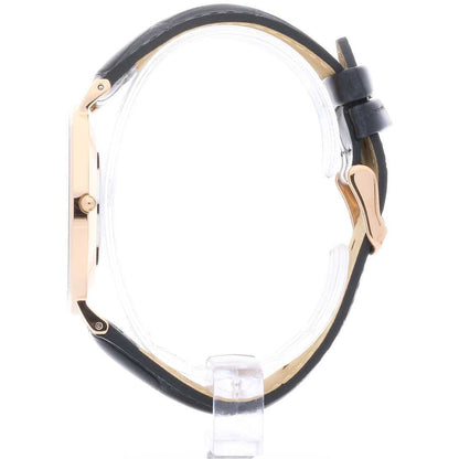 Daniel Wellington Reading 40mm Black Dial Genuine Leather Men's Gold Watch - DW00100129