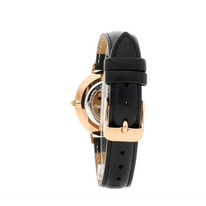 Daniel Wellington Sheffield 32mm White Dial Black Genuine Leather Women's Gold Watch - DW00100174