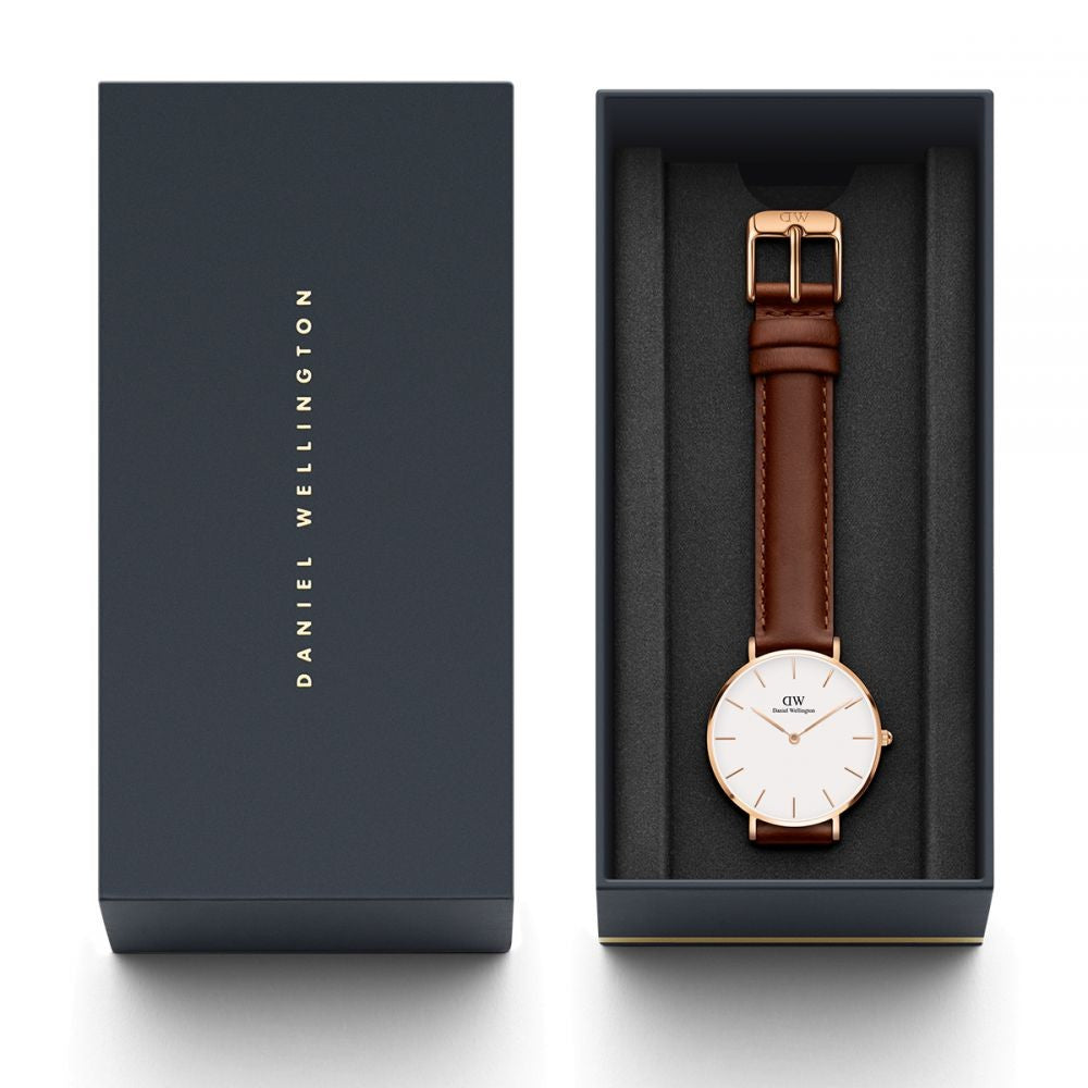 Daniel Wellington Petite St. Mawes 32mm White Dial Bondi Genuine Leather Women's Watch - DW00100175