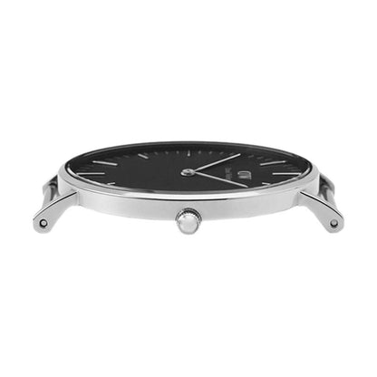 Daniel Wellington York 36mm Black Dial Genuine Leather Silver Watch - DW00100146