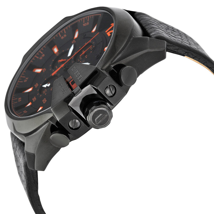 Diesel Chronograph Black Dial Black Leather Men's Watch DZ4291
