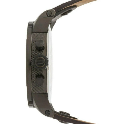 Diesel Big Daddy Chronograph Iridescent Dial Black Leather Men's Watch DZ7257