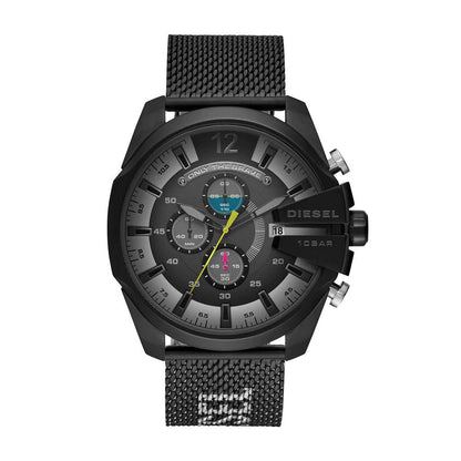 Diesel Mega Chief DZ4514 black chronograph watch front view