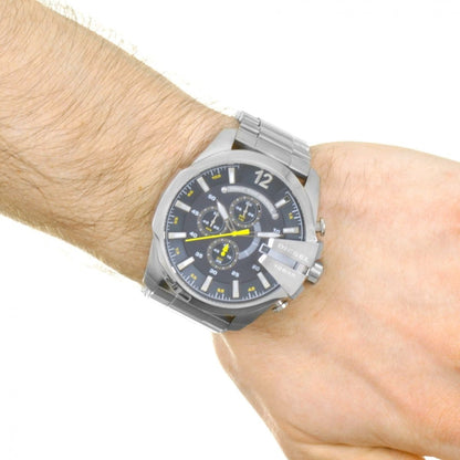 Diesel Mega Chief Blue Dial Men's Silver Watch DZ4465