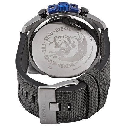 Diesel Mega Chief Grey Dial Grey Fabric Strap Chrono Watch DZ4500