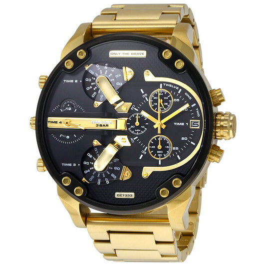 Diesel Mr. Daddy 2.0 Black Dial Gold Chronograph Men's Watch DZ7333