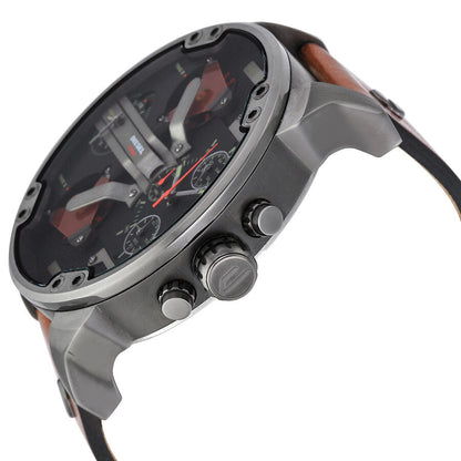 Side angle view of Diesel Mr. Daddy 2.0 watch showing case and strap
