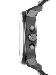 Side profile of Diesel Mr. Daddy 2.0 watch showing gunmetal case and crown pushers