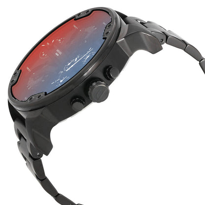 Side angle view of Diesel Mr. Daddy 2.0 DZ7395 with dual time zone dial and black steel band
