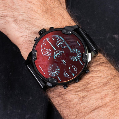 Diesel Mr. Daddy 2.0 DZ7395 chronograph watch on wrist with dual time dial display