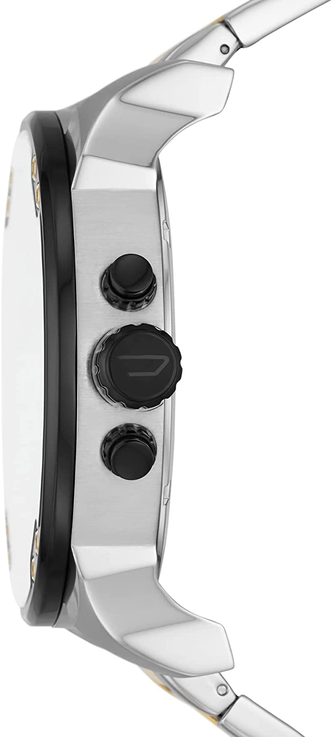 Side profile of Diesel Mr. Daddy 2.0 watch showing chronograph pushers and crown
