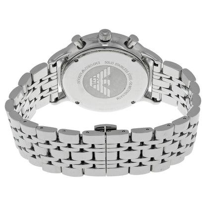 Emporio Armani AR0389 stainless steel case back with eagle logo and bracelet