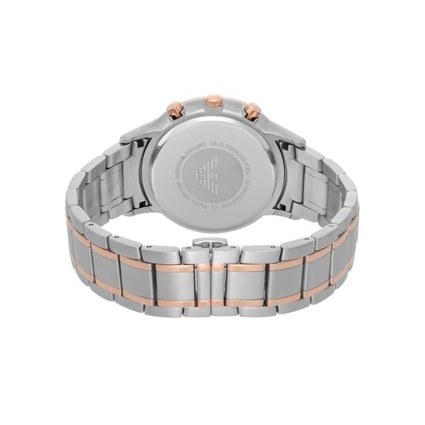 Back view of Emporio Armani AR11077 showing two-tone steel and rose gold bracelet