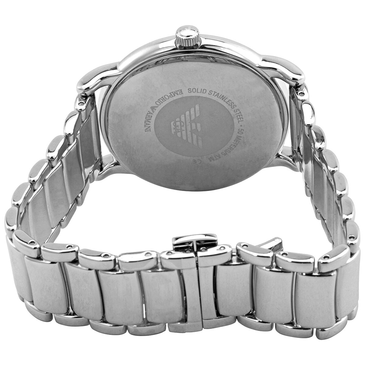 Emporio Armani AR11089 stainless steel case back with engraved branding