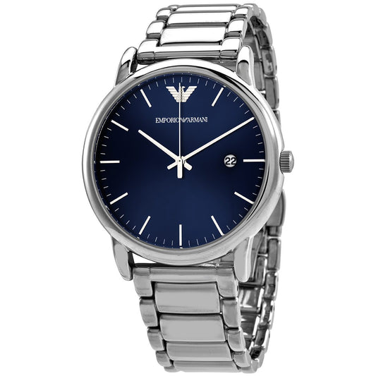 Emporio Armani AR11089 quartz men's watch with blue dial and stainless steel bracelet
