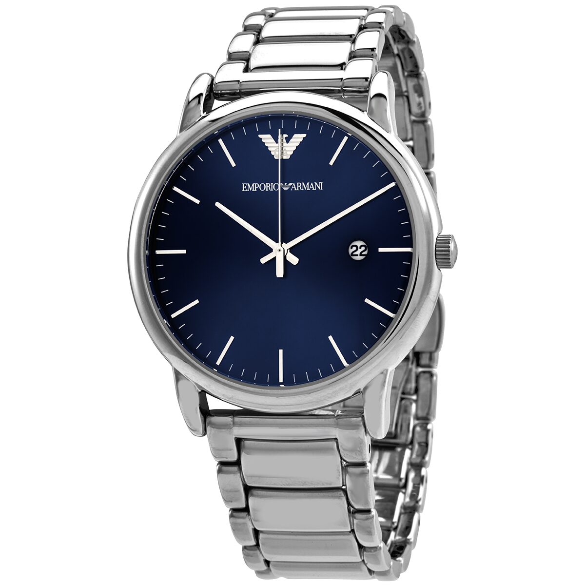 Emporio Armani AR11089 quartz men's watch with blue dial and stainless steel bracelet