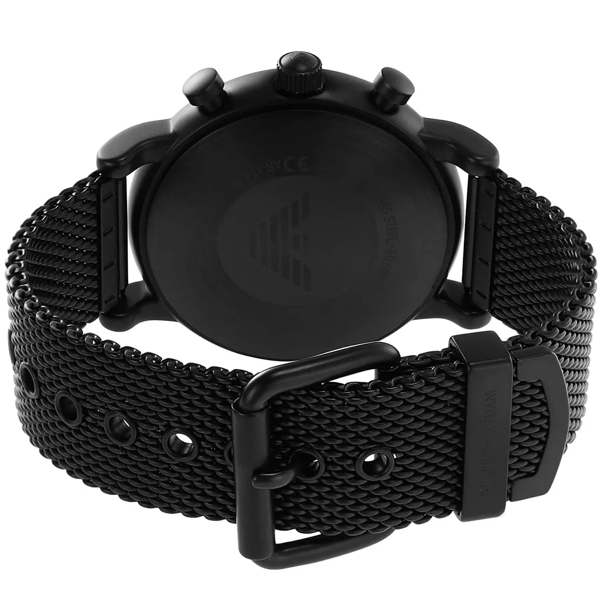 Emporio Armani AR11470 watch back view with mesh strap