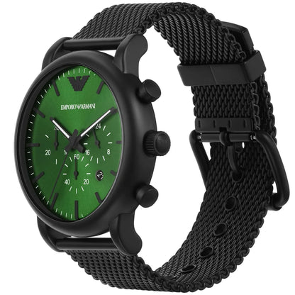 Emporio Armani AR11470 watch worn on wrist showing green dial
