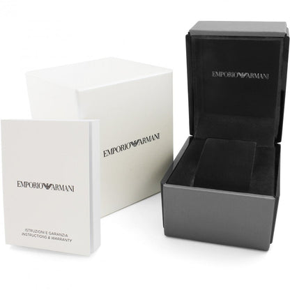 Emporio Armani watch box set with white outer box and black inner presentation box