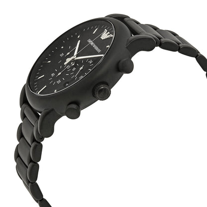 Side angled view of Emporio Armani AR1895 chronograph watch showing dial and bracelet