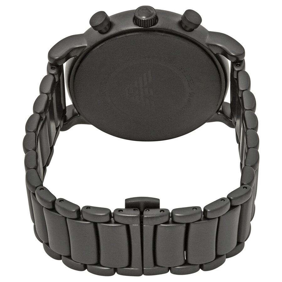 Back view of Emporio Armani AR1895 watch showing brushed black steel case back