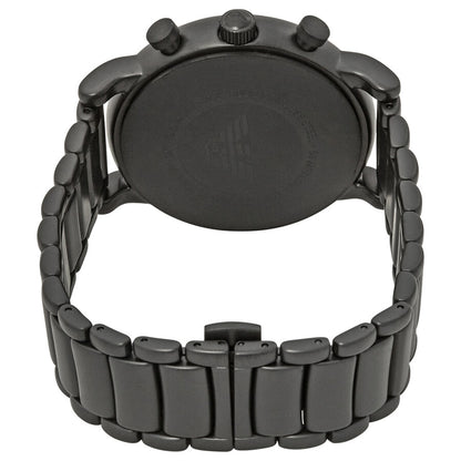 Back view of Emporio Armani AR1895 watch showing brushed black steel case back