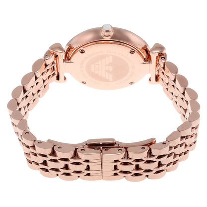 Emporio Armani AR1909 caseback view showing rose gold case and bracelet attachment
