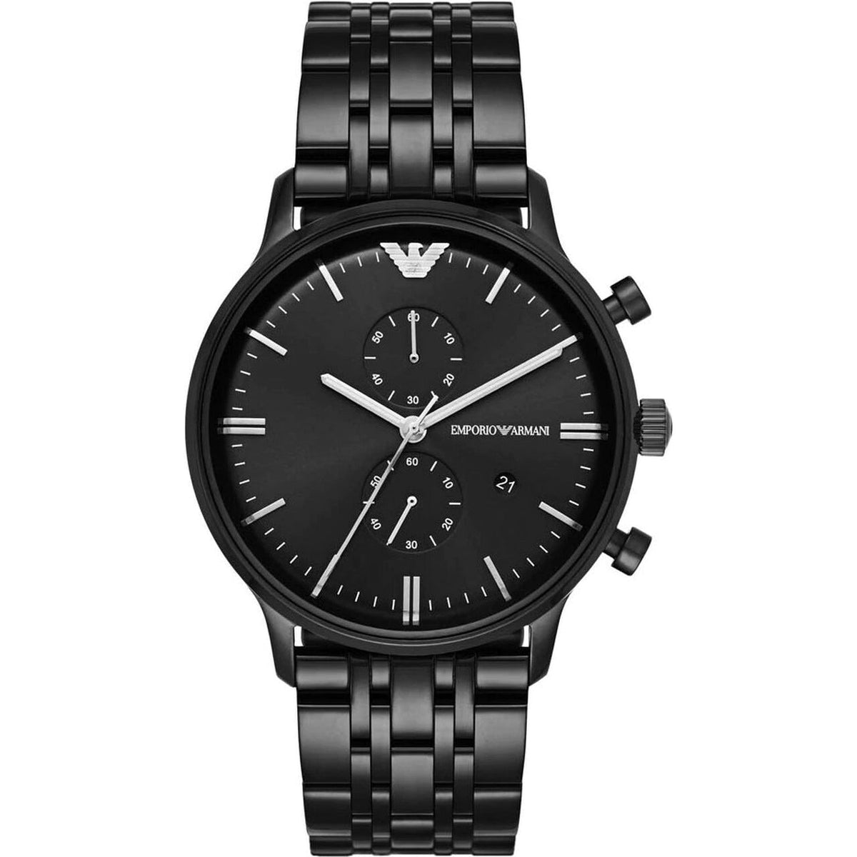 Emporio Armani AR1934 black chronograph men's watch with black dial and steel bracelet