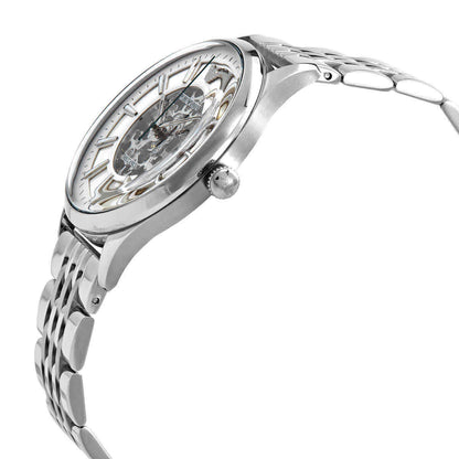 Emporio Armani Meccanico Skeleton Silver Dial Silver Steel Men's Watch AR1945