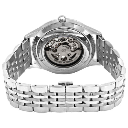 Emporio Armani Meccanico Skeleton Silver Dial Silver Steel Men's Watch AR1945