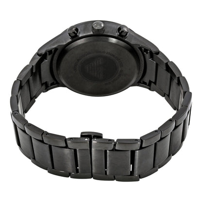 Back view of Emporio Armani AR2453 watch showing black stainless steel caseback