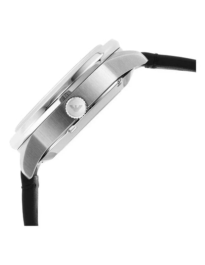 Emporio Armani Renato Automatic Black Leather Men's Watch - AR60051