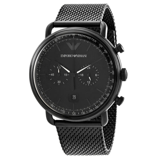 Emporio Armani Aviator Chronograph Black Mesh Men's Watch - AR11264