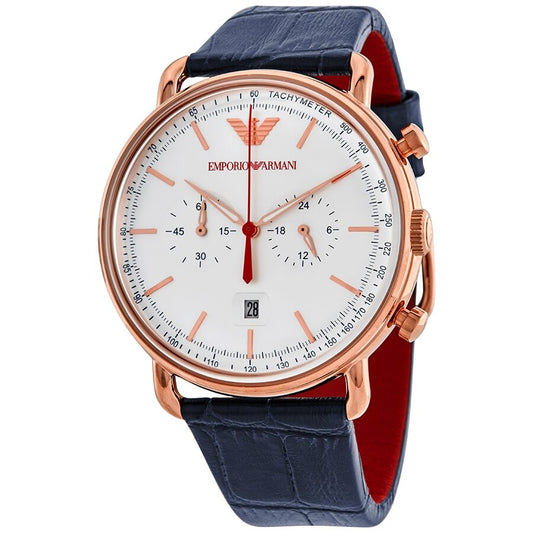 Emporio Armani Aviator Chronograph Silver Dial Men's Watch - AR11123