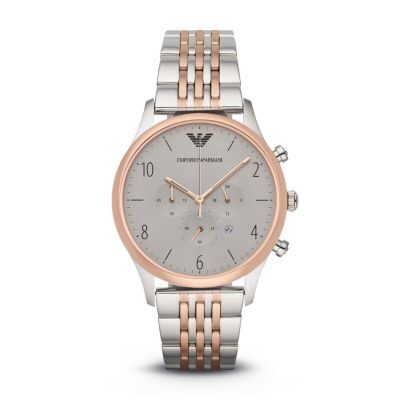 Emporio Armani Beta Chronograph Grey Dial Two-tone Men's Watch AR1864