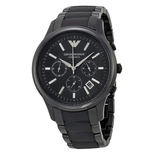 Emporio Armani Ceramica chronograph watch with black ceramic case and black dial