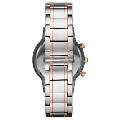 Back view of Emporio Armani AR80025 two-tone bracelet with stainless steel and rose gold links